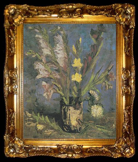 framed  Vincent Van Gogh Vase with Gladioli, ta009-2
